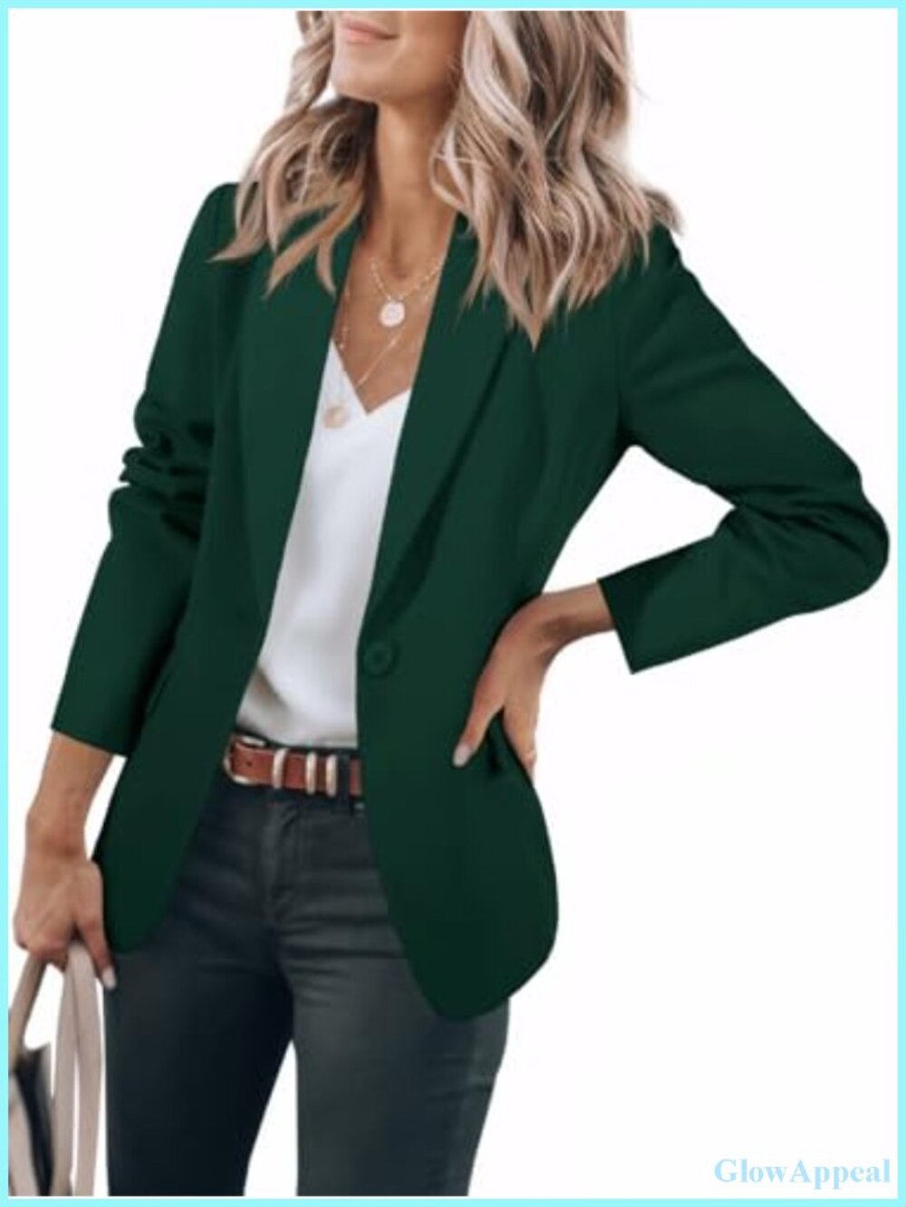 Womens Open Front Long Sleeve Blazer Slim Fit Office Suit Jacket